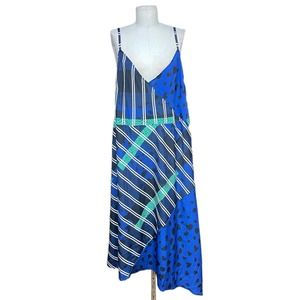 Refinery29 x Eloquii Mixed Print Slip Dress Blue Black Plus Size 18